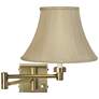 Taupe Bell Shade Antique Brass Plug-In Swing Arm Wall Light