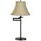 Taupe Bell Shade Bronze Swing Arm Desk Lamp