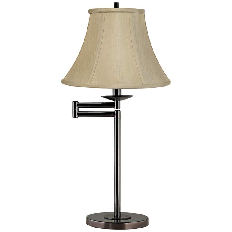 Image 1 Taupe Bell Shade Bronze Swing Arm Desk Lamp