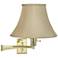 Taupe Bell Shade Polished Brass Plug-In Swing Arm Wall Lamp