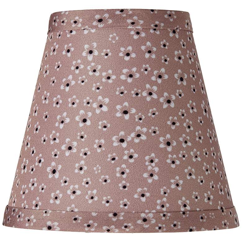 Image 1 Taupe Daisy Print Bell Lamp Shade 3.25x5.5x5 (Clip-On)
