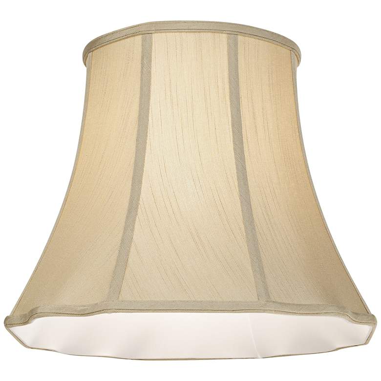 Image 4 Taupe Fabric Set of 2 Bell Lamp Shades 10x16x14 (Spider) more views
