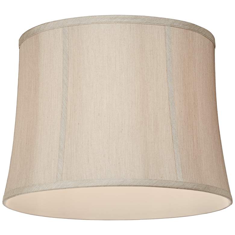 Image 3 Taupe Fabric Set of 2 Drum Lamp Shades 14x16x12x12 (Spider) more views