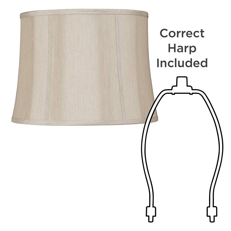 Image 6 Taupe Fabric Set of 2 Drum Lamp Shades 14x16x12x12 (Spider) more views