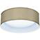 Taupe Faux Silk 16" Wide LED Round Modern Ceiling Light