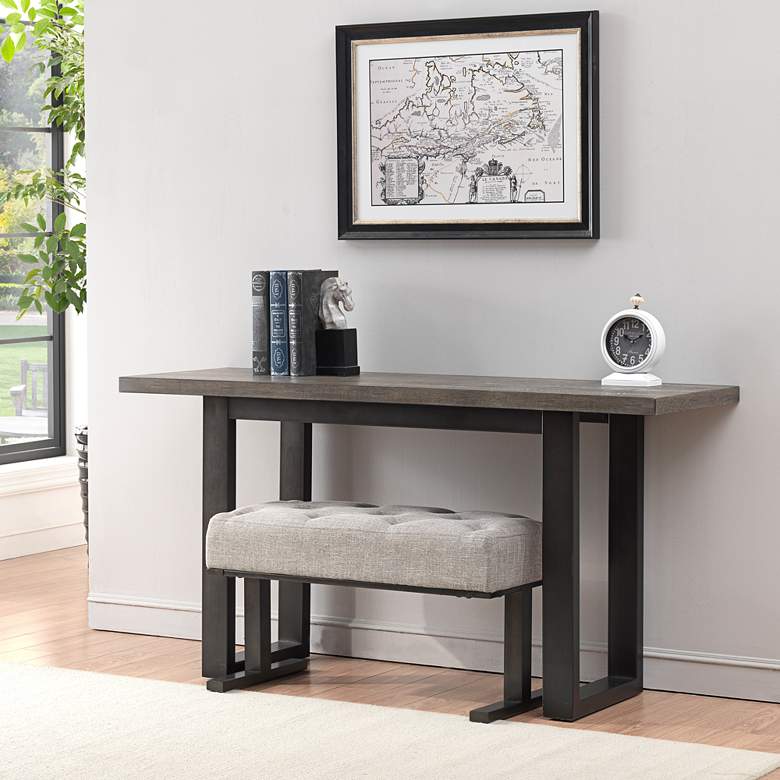 Image 1 Taupe Gray and Gunmetal 59 inch Wide Console Table and Stool Set