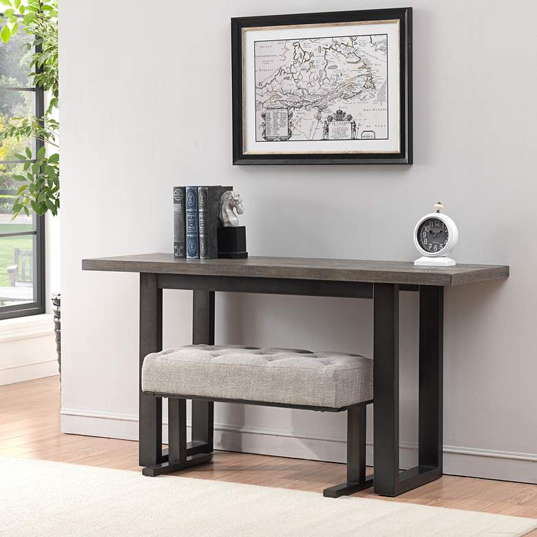 Image 1 Taupe Gray and Gunmetal 59" Wide Console Table and Stool Set
