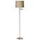 Taupe Linen Brushed Nickel Swing Arm Floor Lamp