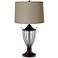 Taupe Wave Pleat Shade Bronze Urn Table Lamp
