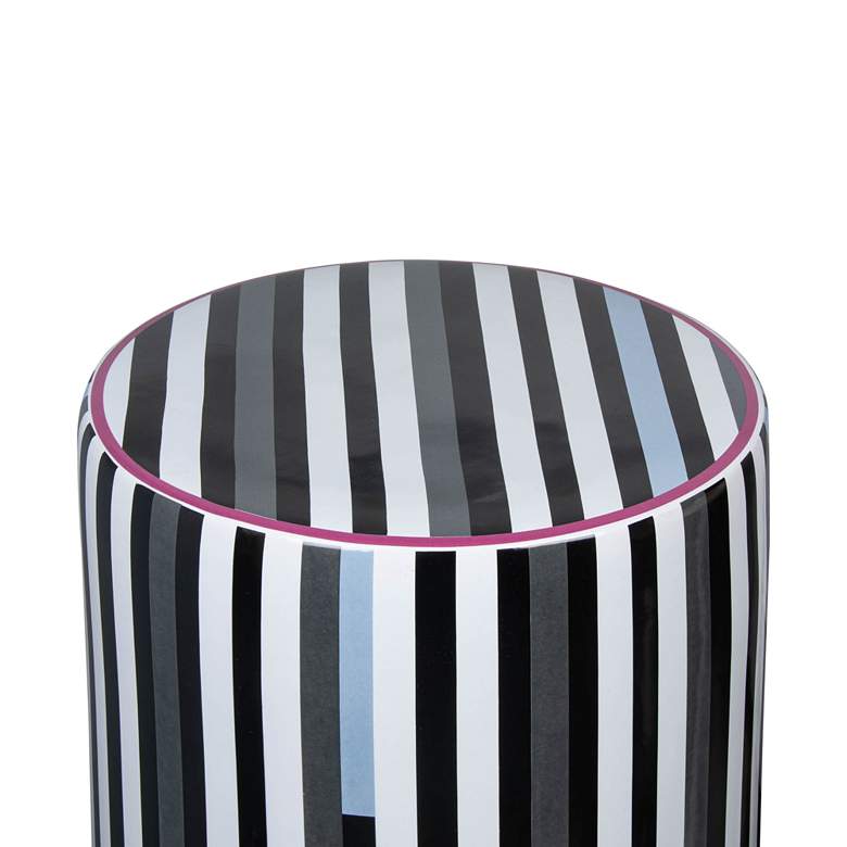 Image 2 Taurus Black and White Stripes Ceramic Outdoor Accent Stool more views