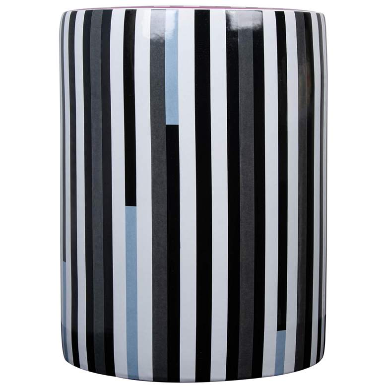 Image 3 Taurus Black and White Stripes Ceramic Outdoor Accent Stool more views