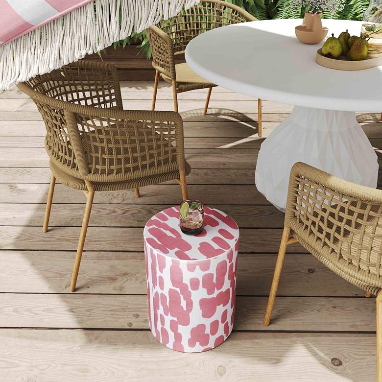 Image 5 Taurus Pink Strokes Print Ceramic Outdoor Accent Stool more views