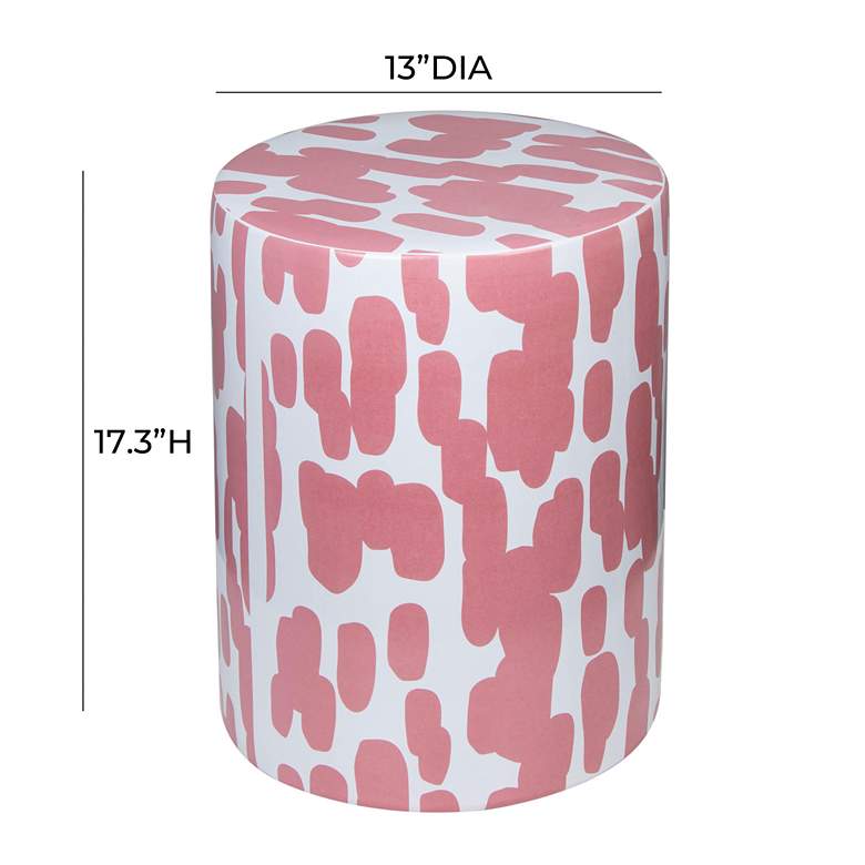 Image 6 Taurus Pink Strokes Print Ceramic Outdoor Accent Stool more views