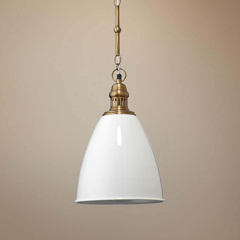 Image 1 Tavern 10 1/2" Wide White Lacquer Metal Mini Pendant