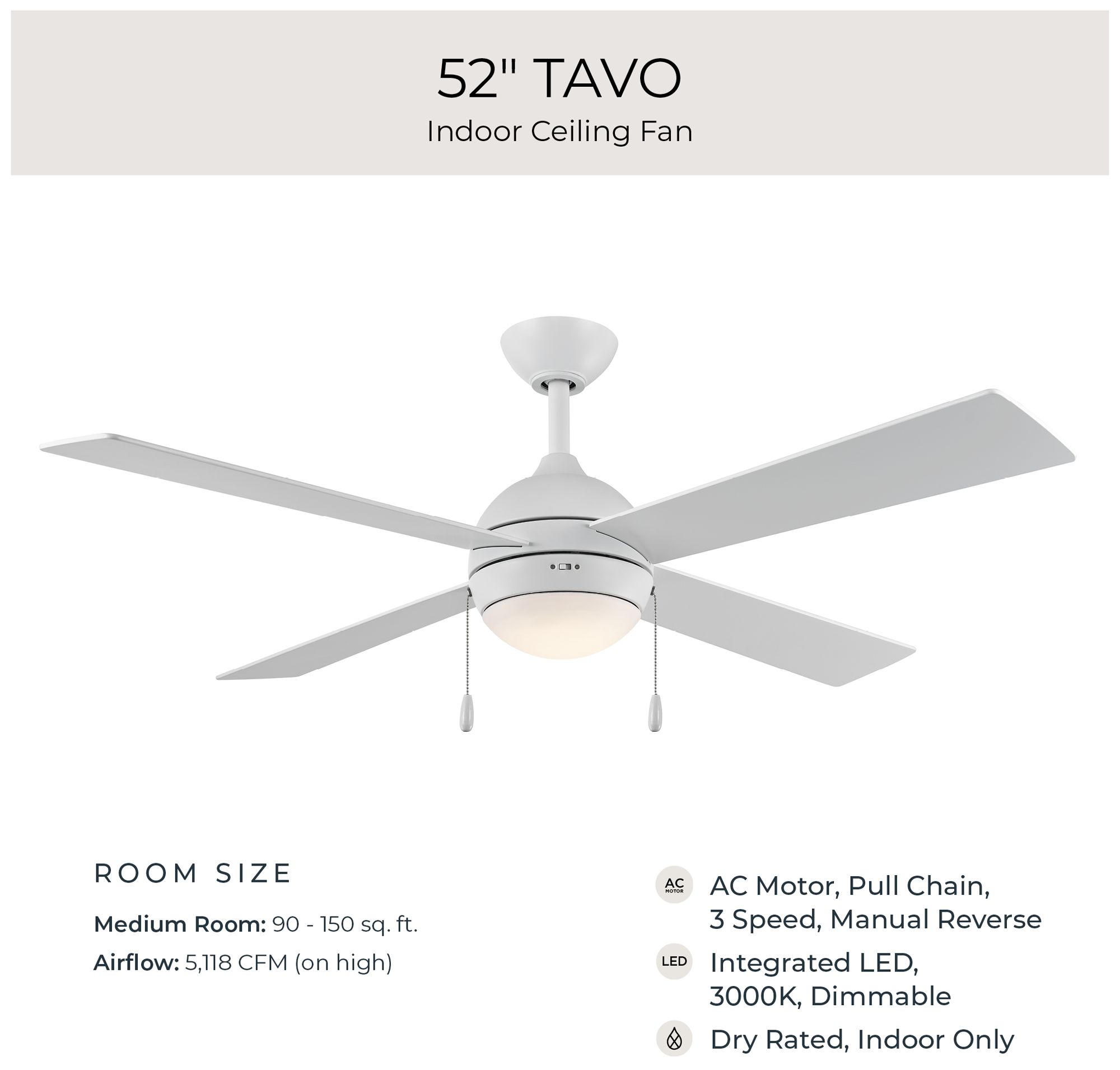Tavo Collection 52-in. Four-Blade LED Modern Ceiling Fan