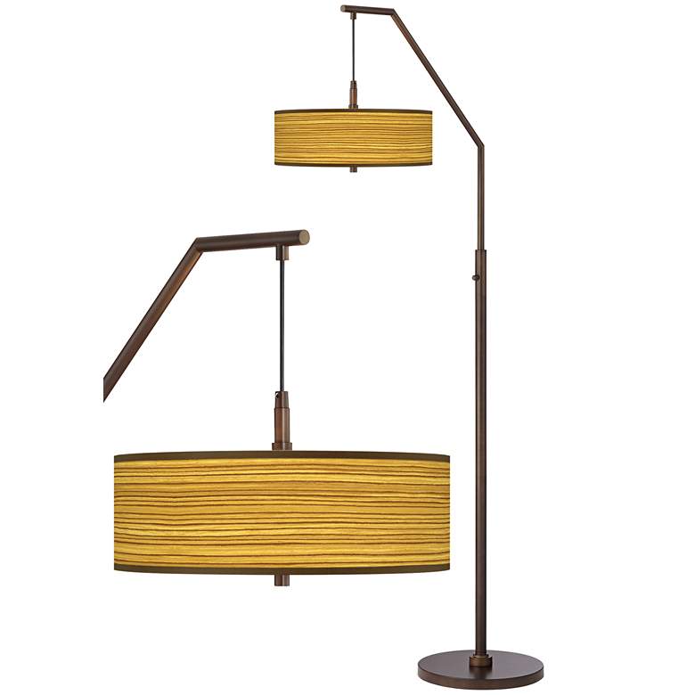 Image 1 Tawny Zebrawood Bronze Downbridge Arc Floor Lamp