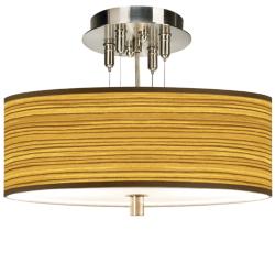 Tawny Zebrawood Giclee 14&quot; Wide Ceiling Light