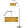 Tawny Zebrawood Giclee Shade Arc Floor Lamp