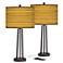 Tawny Zebrawood Susan Dark Bronze USB Table Lamps Set of 2