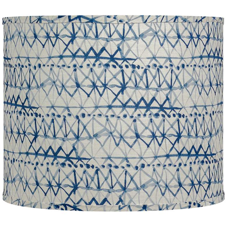 Image 1 Tay Day Blue and White Drum Lamp Shade 14x14x11 (Spider)