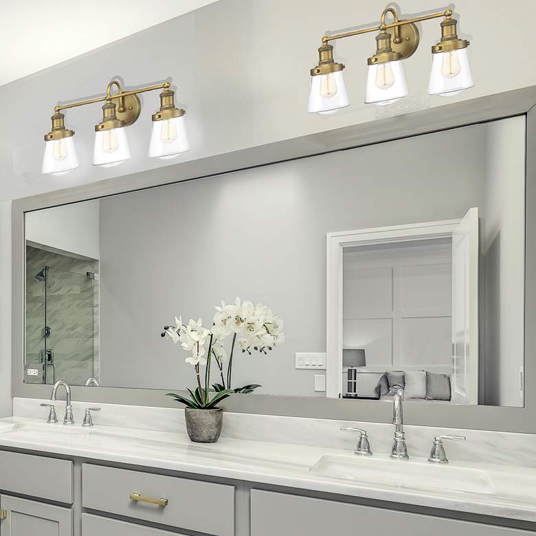 Image 4 Taylor 22 3/4" Wide Old Satin Brass Metal 3-Light Bath Light more views