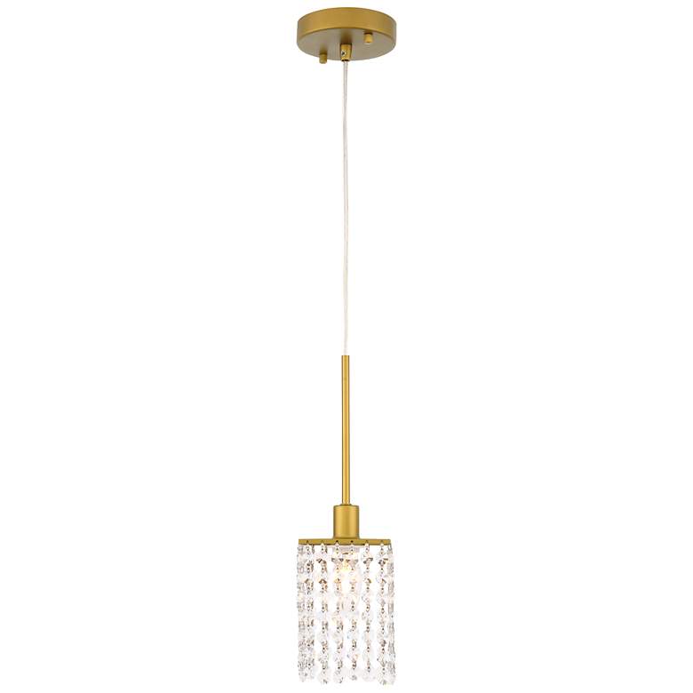Image 2 Taylor 4 3/4" Wide Brass and Crystal Mini Pendant