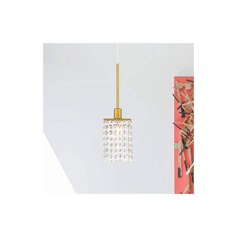 Image 1 Taylor 4 3/4" Wide Brass and Crystal Mini Pendant