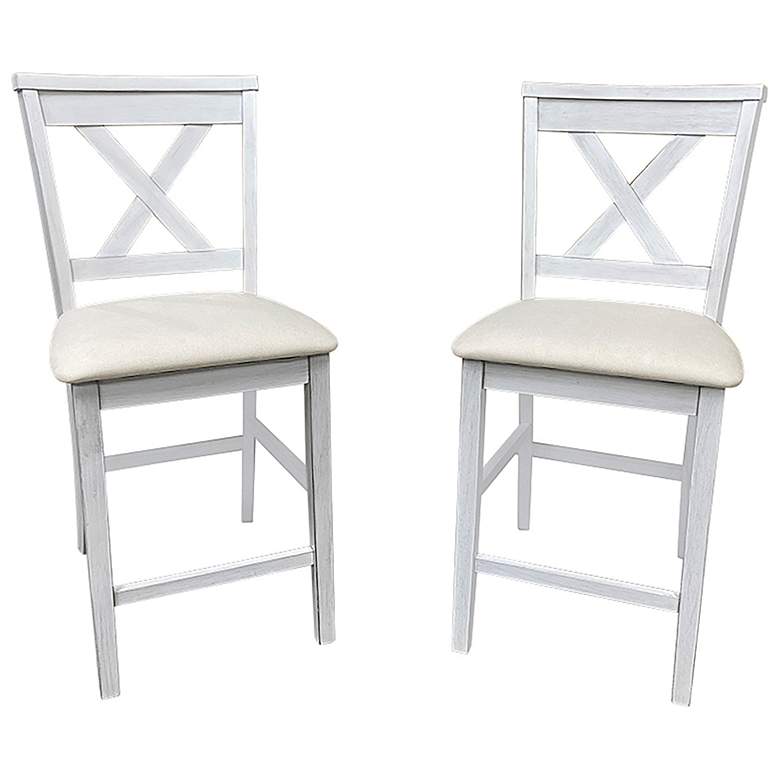 Image 1 Taylor Antique White X-Back Counter Stools Set of 2