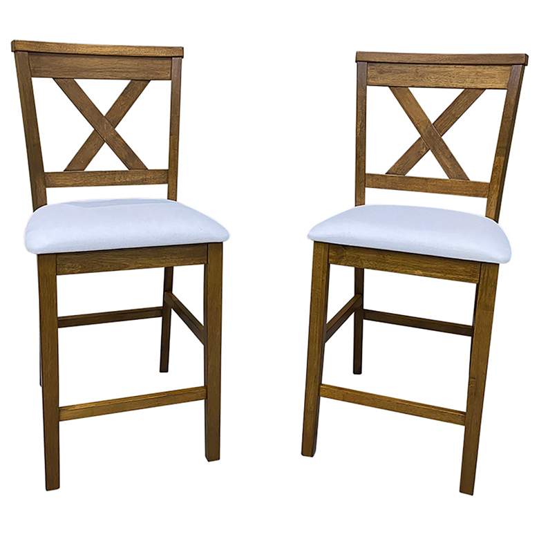 Image 1 Taylor Golden Oak And White X-Back Counter Stools Set of 2