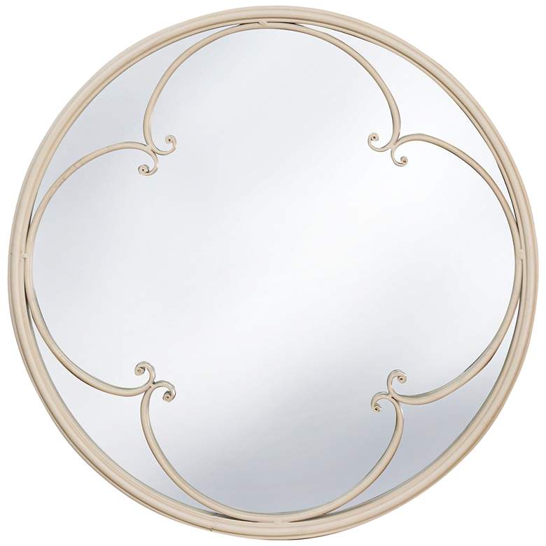 Image 1 Taylor Painted Taupe 23" Round Window Pane Wall Mirror