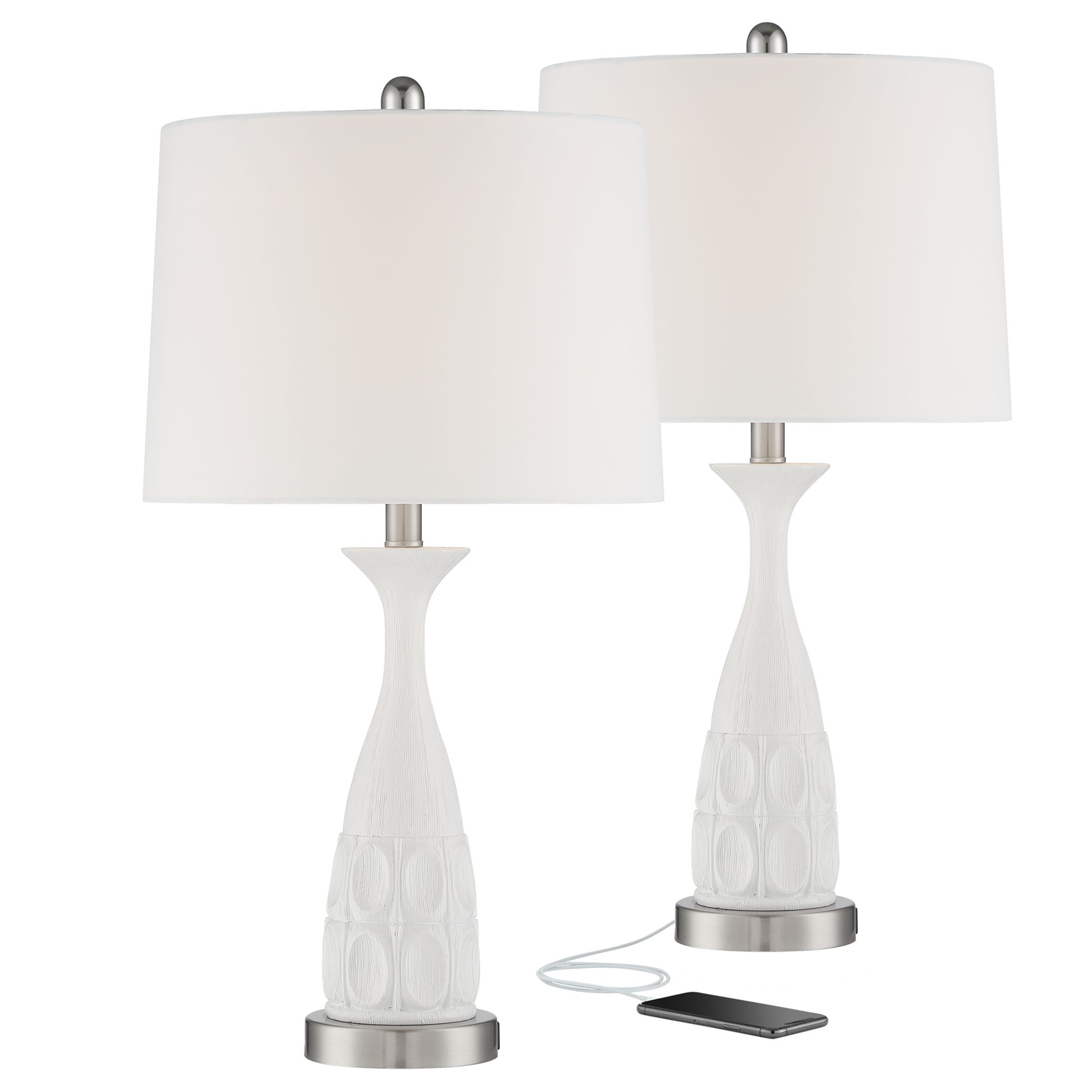 Taz Mid-Century Modern USB Table Lamps Set of 2