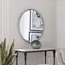 Taza Aged White with Rustic Black 32" Round Wall Mirror