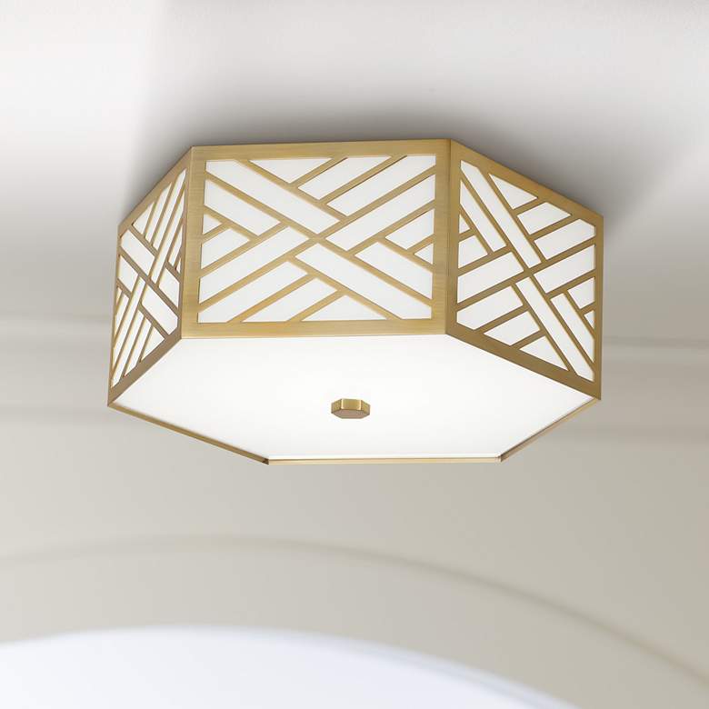 Image 1 Tazewell 14 3/4 inch Wide Modern Brass LED Ceiling Light