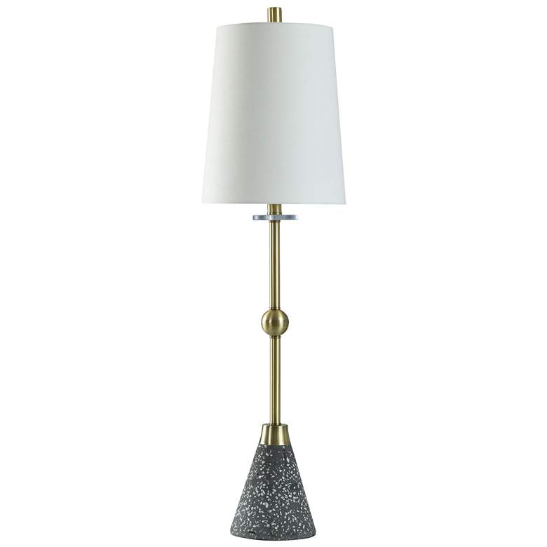 Image 1 Tazzo Slim Bar 37 inch Gold Table Lamp With Concrete Terrazzo Accent Base