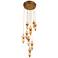 Tea Light 24"W Antique Brass and Amber Multi Light Pendant