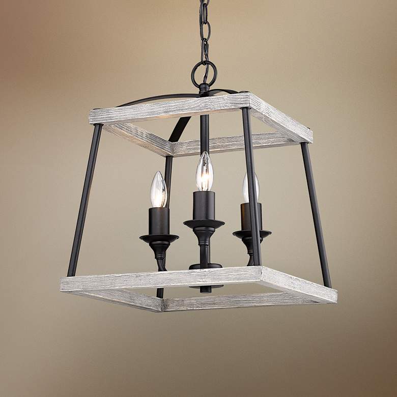 Image 1 Teagan 14 1/2"W Natural Black 3-Light Foyer Pendant Light