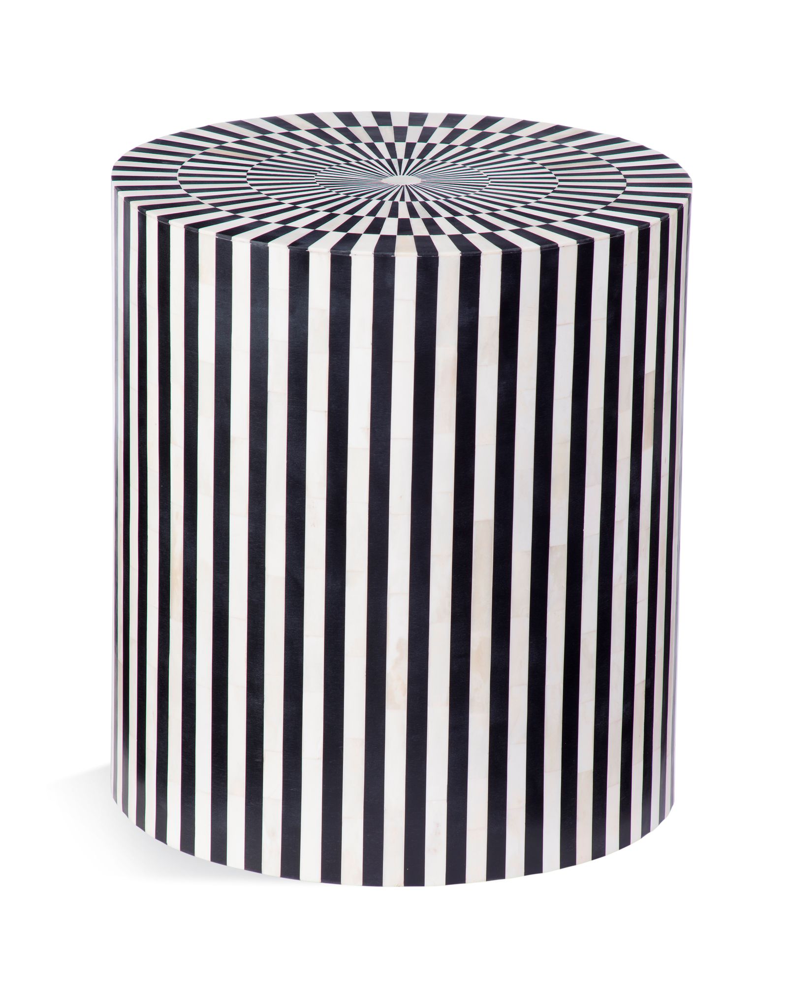 Teague 18" Black and White Bone Accent Table in scene