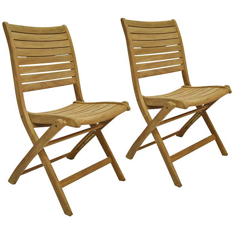 Image 2 Teak Alameda Outdoor Folding Chairs Set of 2