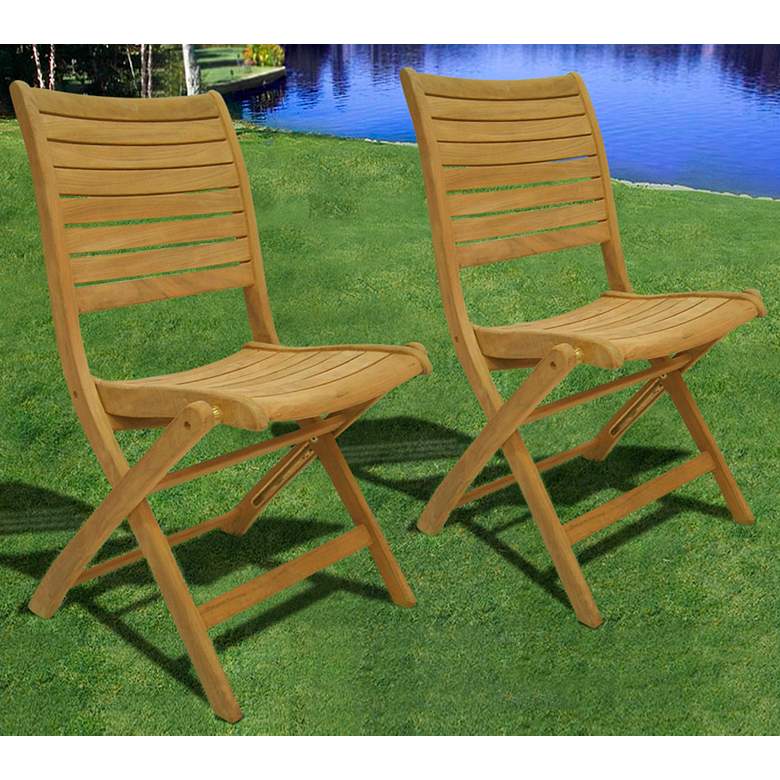Image 1 Teak Alameda Outdoor Folding Chairs Set of 2