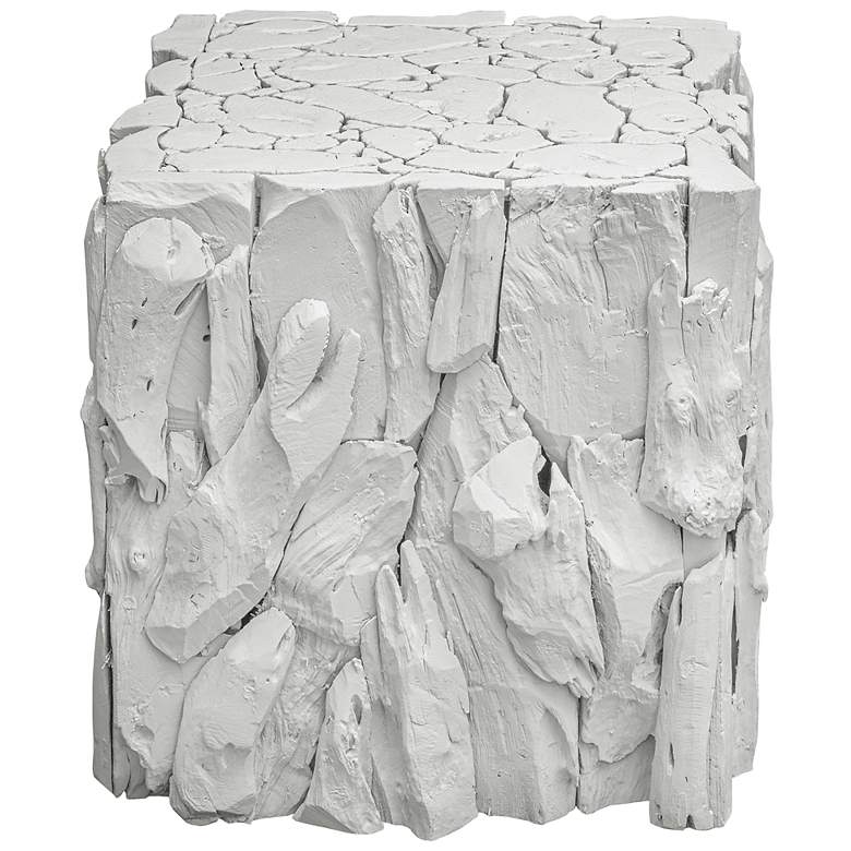 Image 2 Teak Root Bunching Whitewashed Teak Wood Rectangular Cube