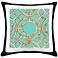 Teal Bamboo Trellis Black Canvas and Microsuede 18"W Pillow