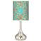 Teal Bamboo Trellis Giclee Droplet Table Lamp