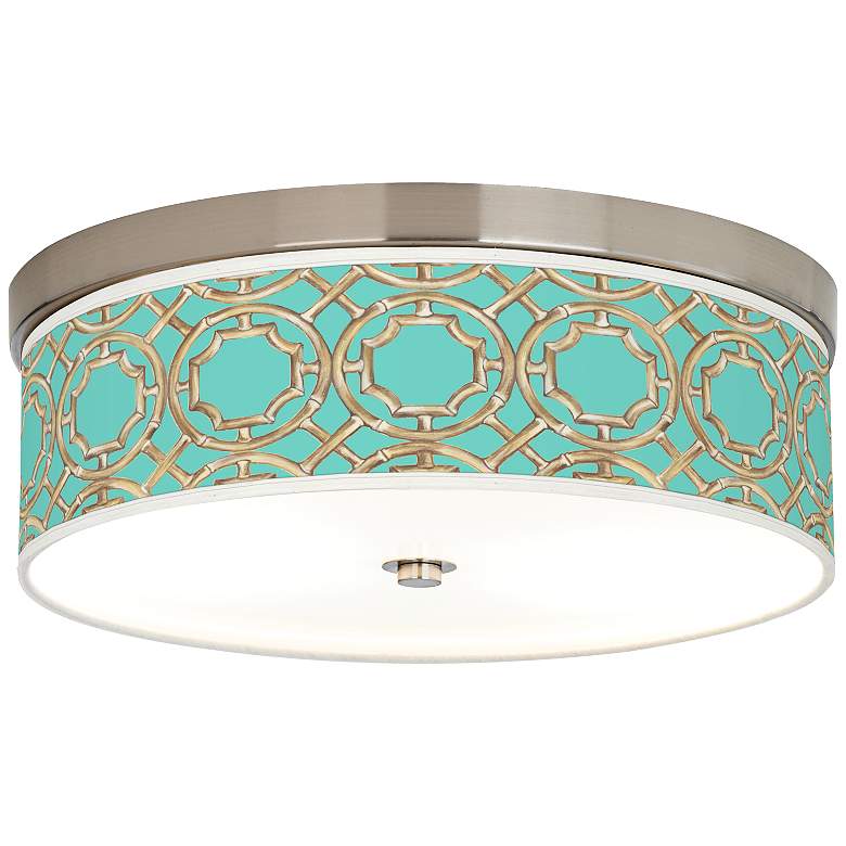 Image 1 Teal Bamboo Trellis Giclee Energy Efficient Ceiling Light