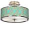 Teal Bamboo Trellis Giclee Glow 14" Wide Ceiling Light