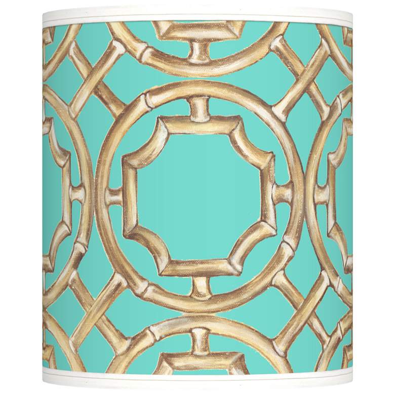 Image 1 Teal Bamboo Trellis Giclee Shade 10x10x12 (Spider)