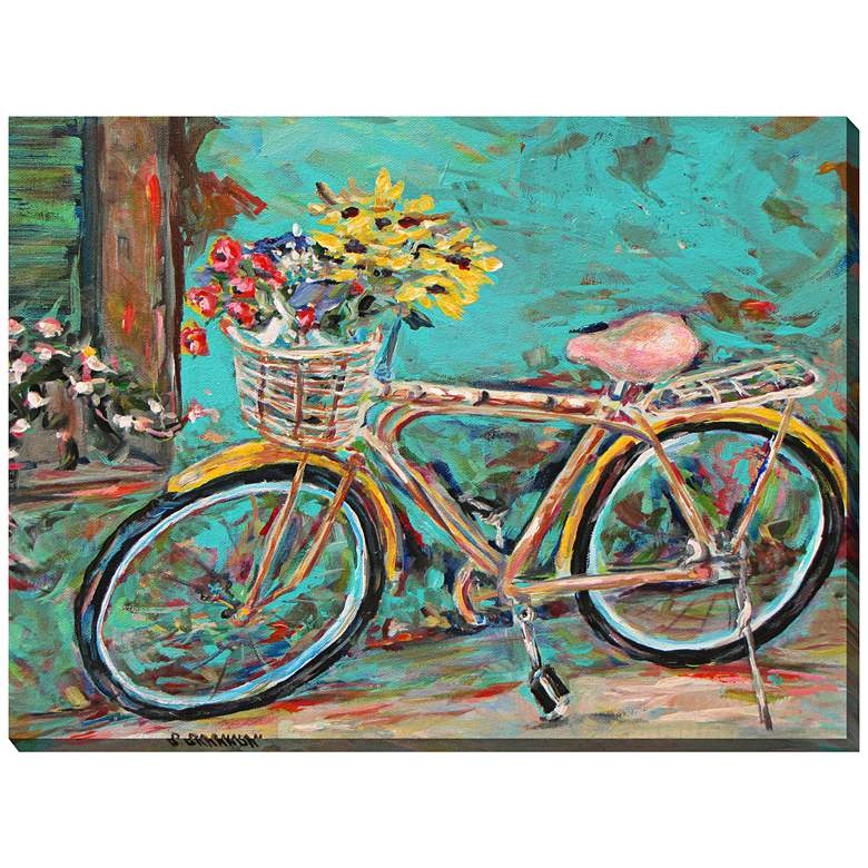 Image 1 Teal Bicycle 40 inch Wide All-Weather Outdoor Canvas Wall Art