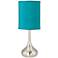 Teal Blue Faux Silk Droplet Table Lamp