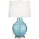 Teal Blue Glass Mosaic Pattern Jar Table Lamp