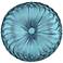Teal Blue Ruched Tufted 14" Round Decorative Pillow