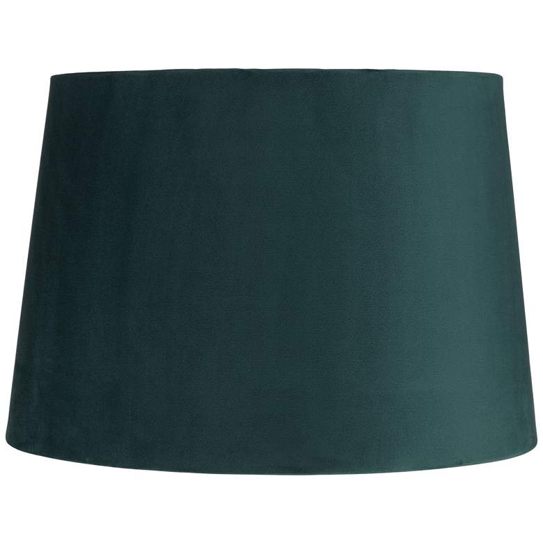 Image 1 Teal Blue Velvet Hardback Drum Lamp Shade 11x13x9 (Spider)